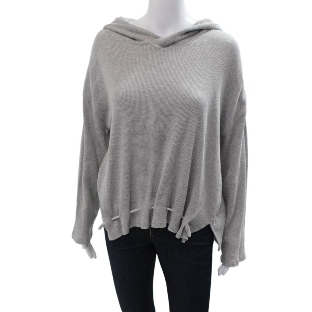 Skin Womens Pullover Hoodie Gray Drawstring Long Sleeve Size 1